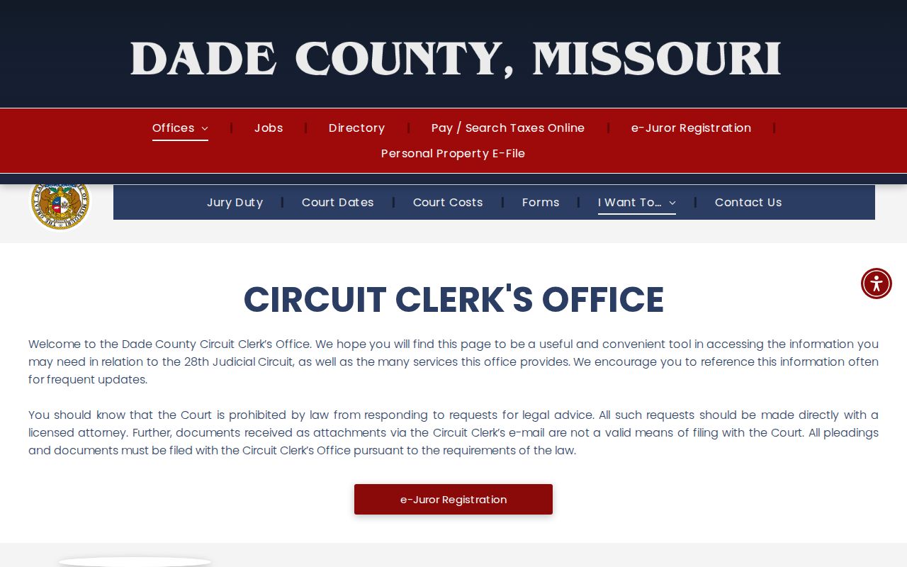 Dade County Circuit Clerk court and warrant records information